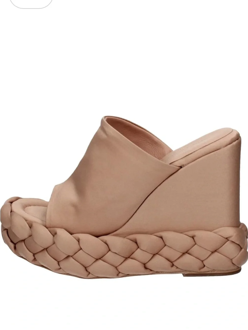 Paloma Barcelo Nude Braided Platform Wedge Slide